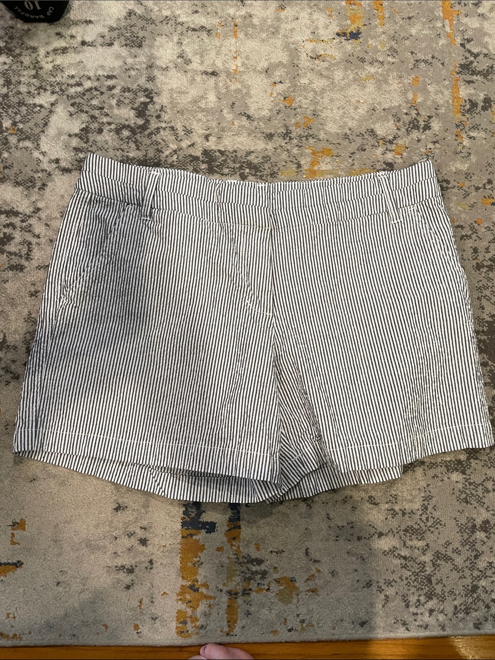 Simply Styled White & Navy Striped  Shorts